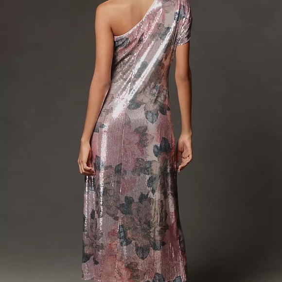 NWT Porridge One-Shoulder Floral Sequin Maxi Dress Sz L - Picture 10 of 16